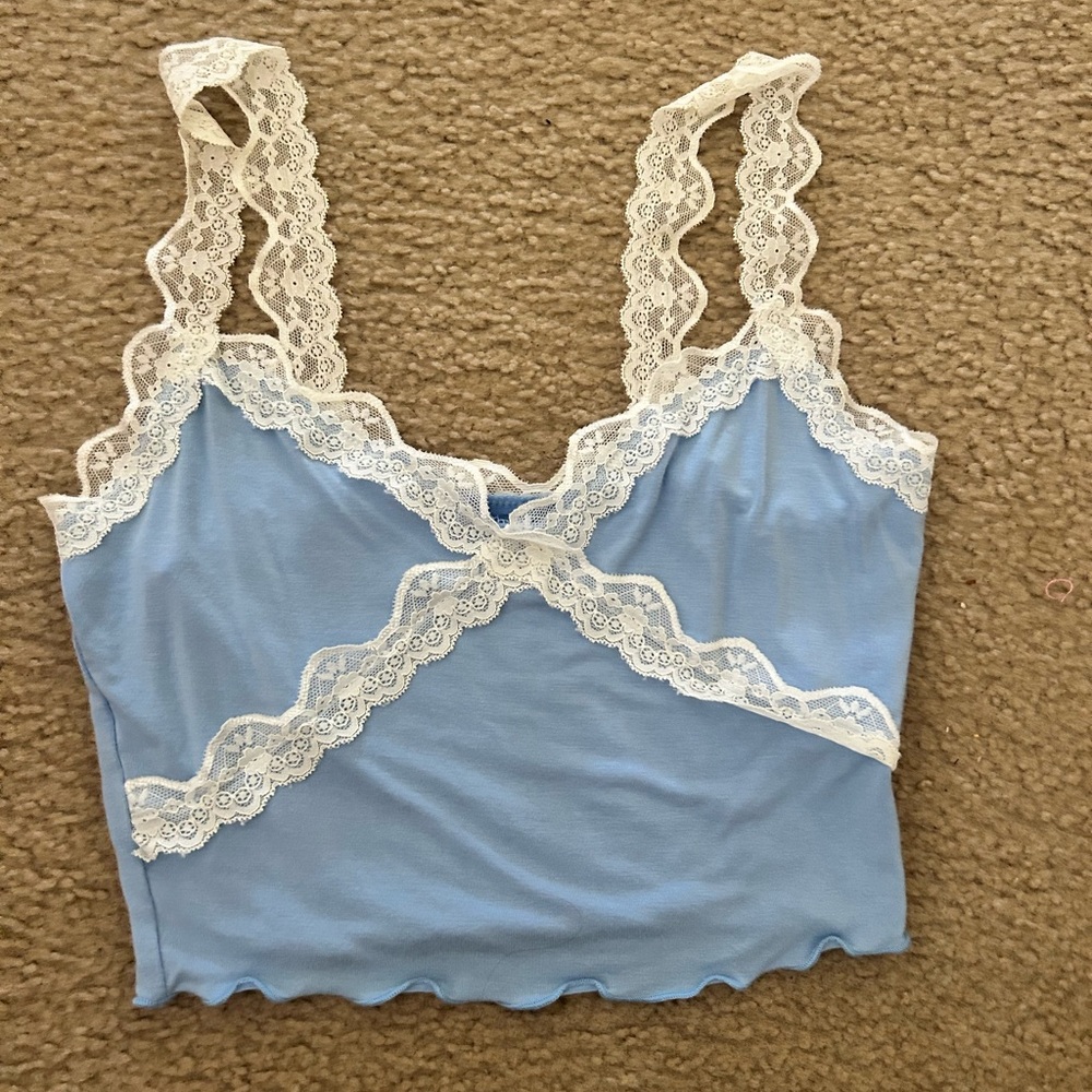 SHEIN blue lace tank top